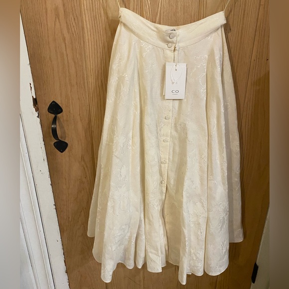 CO Dresses & Skirts - CO Cream floral jacquard midi skirt Buttons In the Front Size S.